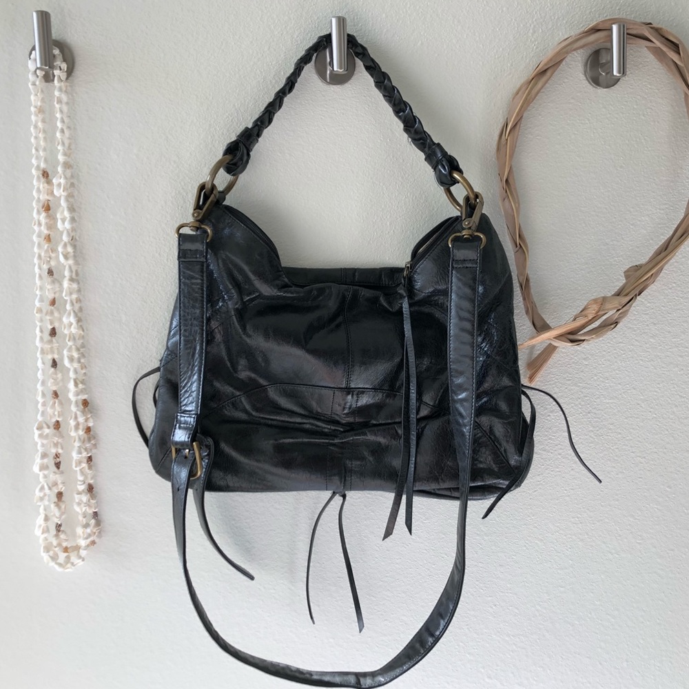 Convertible Black leather bag